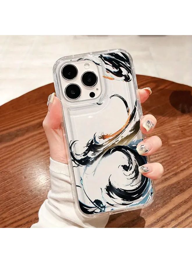 Transparent Ink Painting Phone Case Compatible with iPhone 14 Plus Protective Cover - Image 2